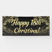 Gold/Black Bokeh 18th Birthday Party Decoration Spandoek (Horizontaal)