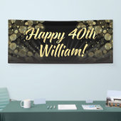 Gold/Black Bokeh 40th Birthday Party Decoration Spandoek (Beurs)