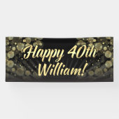 Gold/Black Bokeh 40th Birthday Party Decoration Spandoek (Horizontaal)