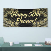 Gold/Black Bokeh 50th Birthday Party Banner (Beurs)