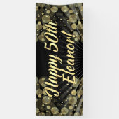 Gold/Black Bokeh 50th Birthday Party Banner (Verticaal)