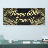 Gold/Black Bokeh 60th Birthday Party Banner (Beurs)