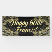 Gold/Black Bokeh 60th Birthday Party Banner (Horizontaal)
