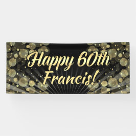 Gold/Black Bokeh 60th Birthday Party Banner