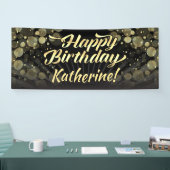 Gold/Black Bokeh Happy Birthday Party Spandoek (Beurs)