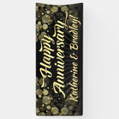 Gold/Black Bokeh Happy Jubileum Party Spandoek (Verticaal)