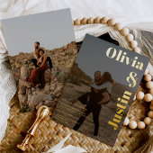 Gold black bold 2 foto's bruiloft folie uitnodiging