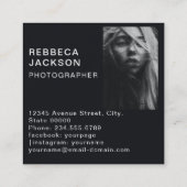 Gold Black Bold Script 2 Photo Minimal QR Code Vierkante Visitekaartje (Achterkant)