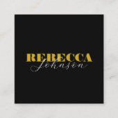 Gold & Black Bold Script Photo Minimale Typografie Vierkante Visitekaartje (Voorkant)