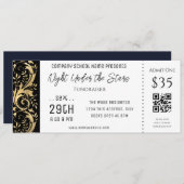 Gold Black Border Company School Event Ticket Kaart (Voorkant / Achterkant)
