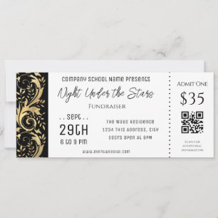 Gold Black Border Company School Event Ticket Kaart
