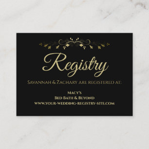 Gold & Black  Border Wedding Registry Informatiekaartje