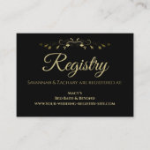 Gold & Black  Border Wedding Registry Informatiekaartje (Voorkant)