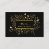Gold Black Botanic Beauty Salon Hair Appointment Visitekaartje (Voorkant)