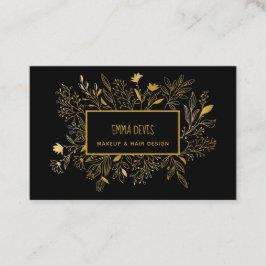 Gold Black Botanic Beauty Salon Hair Appointment Visitekaartje