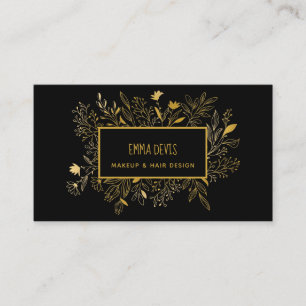 Gold Black Botanic Beauty Salon Hair Benoeming B Visitekaartje