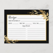 Gold Black Botanical Foliage Recipcard Briefkaart (Voorkant)
