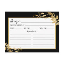 Gold Black Botanical Foliage Recipcard