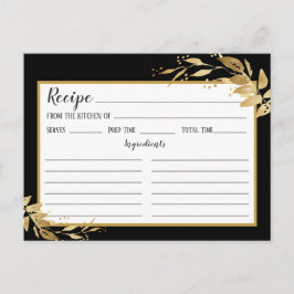 Gold Black Botanical Foliage Recipcard Briefkaart