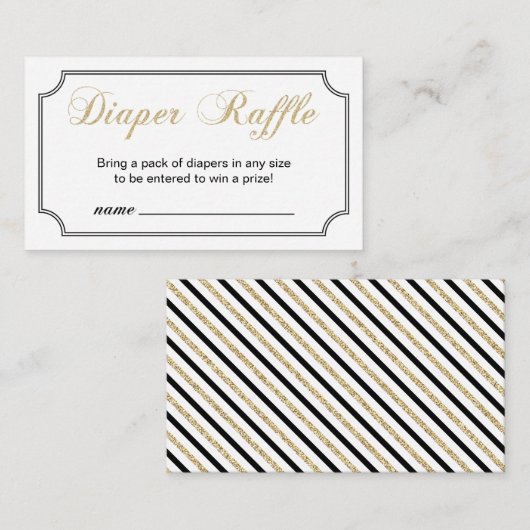 Gold & Black Boy Baby shower Luier Raffle ticket Informatiekaartje (Voorkant / Achterkant)