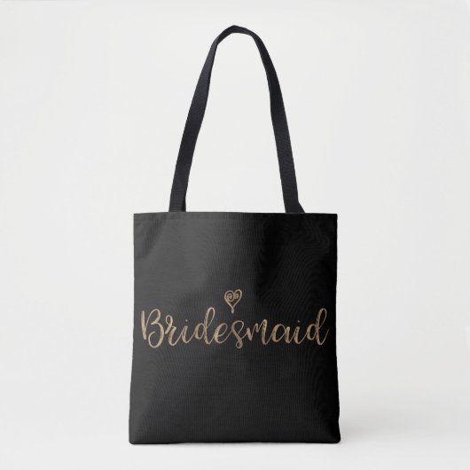Gold & Black BRIDESMAID Typografie Modern Minimal Tote Bag (Voorkant)