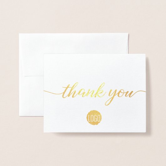 Gold Black Business Elegant small thank you Folie Kaarten (Voorkant met envelop)