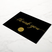 Gold Black Business Elegant Thank you  Folie Feestdagenkaart (Gedraaid)