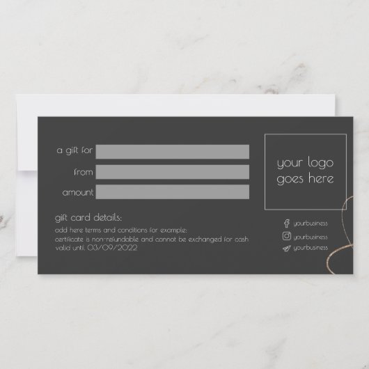 Gold & Black Business Gift Certificate Kaart (Voorkant)