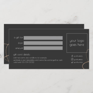 Gold & Black Business Gift Certificate Kaart