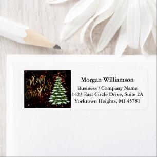 Gold Black Business-kerstterugzendadres Etiket
