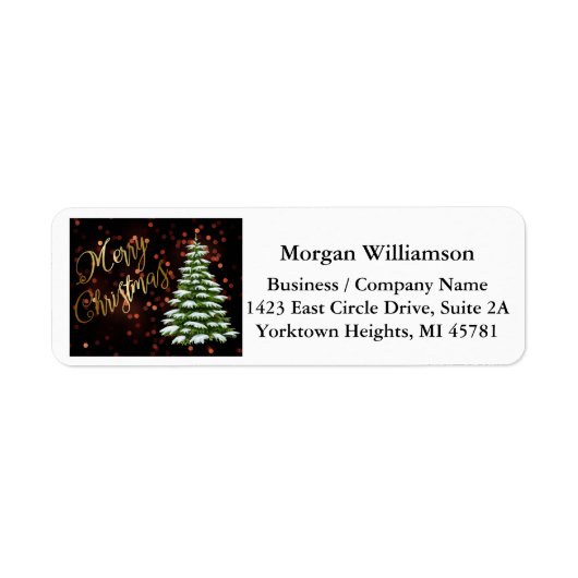 Gold Black Business-kerstterugzendadres Etiket (Voorkant)