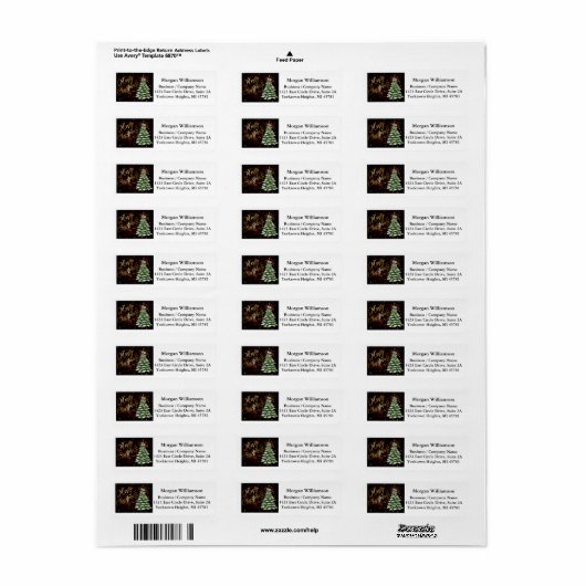 Gold Black Business-kerstterugzendadres Etiket (Full Sheet)