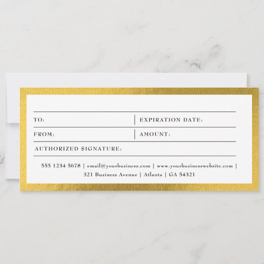 Gold Black Business Logo Cadeaubon Voucher (Achterkant)