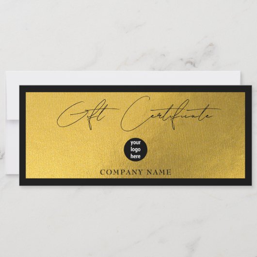 Gold Black Business Logo Cadeaubon Voucher (Voorkant)