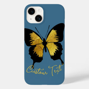 GOLD BLACK BUTTERFLES CUSTOM SCRIPT TEKST DENIM BL Case-Mate iPhone 14 HOESJE