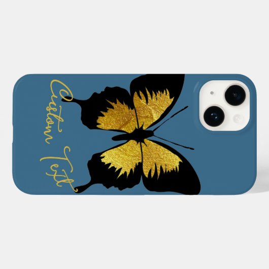 GOLD BLACK BUTTERFLES CUSTOM SCRIPT TEKST DENIM BL Case-Mate iPhone CASE (Achterkant (horizontaal))