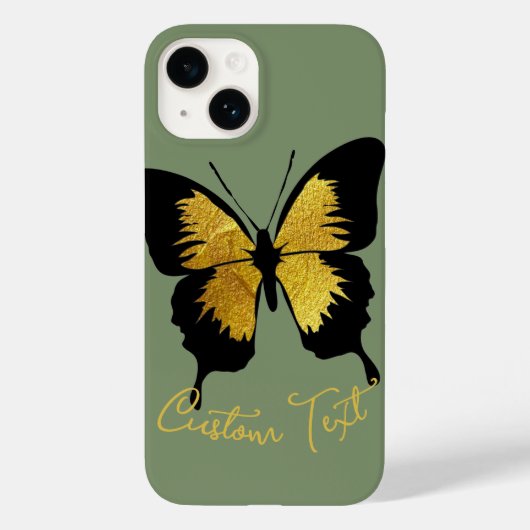 GOLD BLACK BUTTERFLFLY CUSTOP SCRIPT TEKST SAGE GR Case-Mate iPhone CASE (Achterkant)