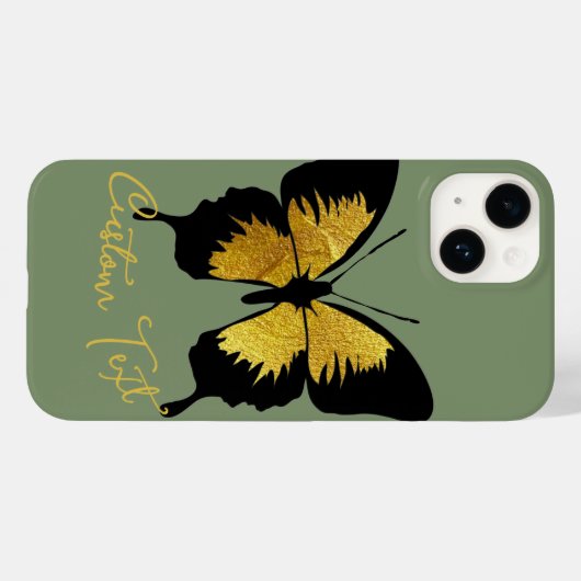 GOLD BLACK BUTTERFLFLY CUSTOP SCRIPT TEKST SAGE GR Case-Mate iPhone CASE (Achterkant (horizontaal))