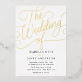 Gold Black Calligraphy Script Wedding Folie Uitnodiging (Voorkant)
