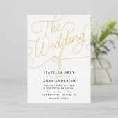 Gold Black Calligraphy Script Wedding Folie Uitnodiging (Staand Voorkant)