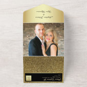 Gold Black Calligraphy Wedding All In One Uitnodiging (Buitenkant)