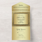 Gold Black Calligraphy Wedding All In One Uitnodiging (Binnen)