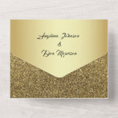 Gold Black Calligraphy Wedding All In One Uitnodiging (Achterkant)