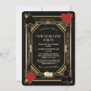 Gold Black Casino Vegas Gatsby Oud en Nieuw Kaart