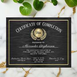 Gold Black Certificate of Complement Course Award