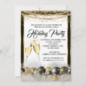 Gold Black Champagne Holiday Kerstfeest Kaart (Voorkant)