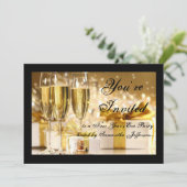 Gold/Black Champagne Oudejaarsavond feest Kaart (Staand voorkant)