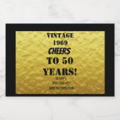 Gold Black Cheers 50e verjaardag - Perfectie Likeurfles Etiket (Enkel label)
