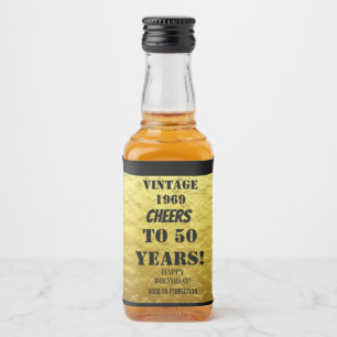 Gold Black Cheers 50e verjaardag - Perfectie Likeurfles Etiket