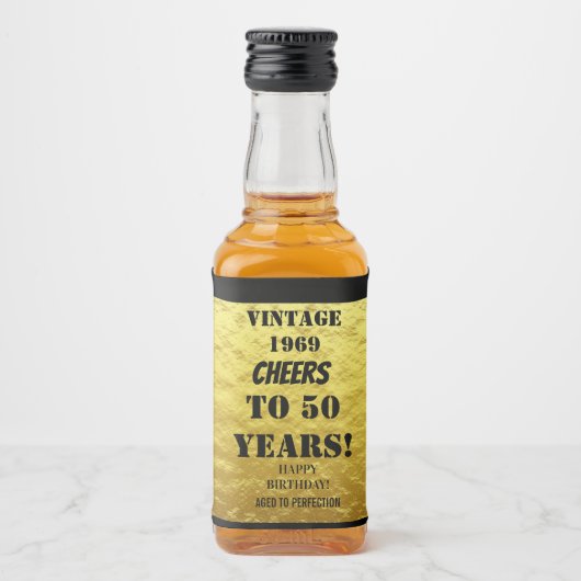 Gold Black Cheers 50e verjaardag - Perfectie Likeurfles Etiket (Voorkant)